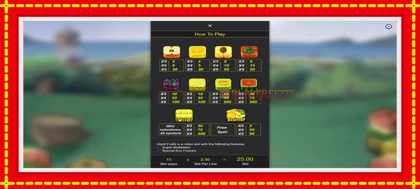 Slot machine Giant Fruits with access to free game online, picture 7