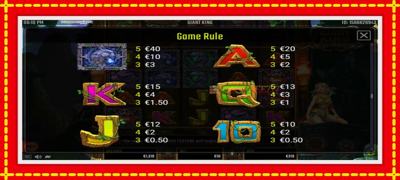 Slot machine Giant King with access to free game online, picture 7