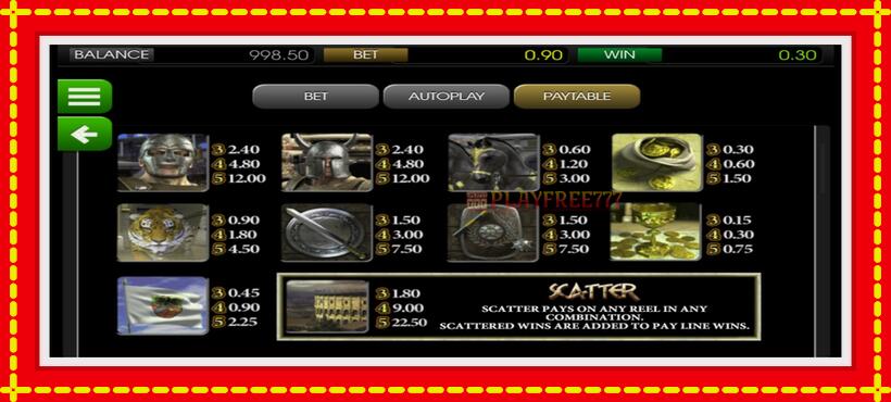 Slot machine Gladiator with access to free game online, picture 3