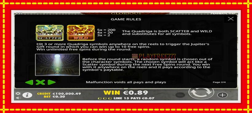 Slot machine Glorious Rome with access to free game online, picture 4