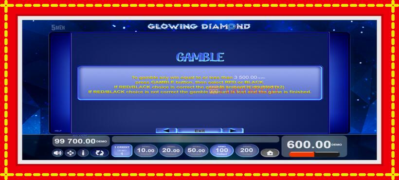 Slot machine Glowing Diamond with access to free game online, picture 6