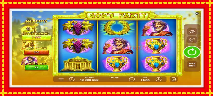 Slot machine Gods Party with access to free game online, picture 2