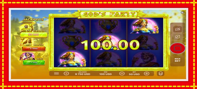 Slot machine Gods Party with access to free game online, picture 3