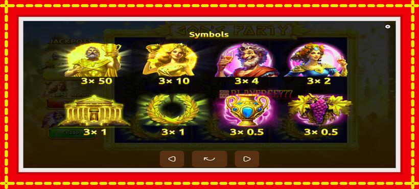 Slot machine Gods Party with access to free game online, picture 6