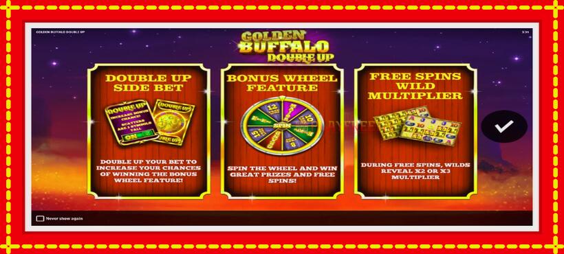 Slot machine Golden Buffalo Double Up with access to free game online, picture 1