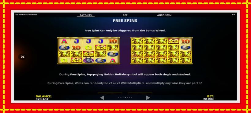 Slot machine Golden Buffalo Double Up with access to free game online, picture 7