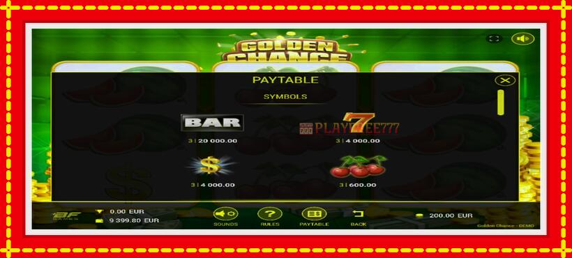 Slot machine Golden Chance with access to free game online, picture 3