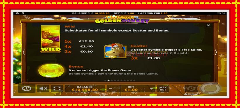 Slot machine Golden Donkey Christmas with access to free game online, picture 5