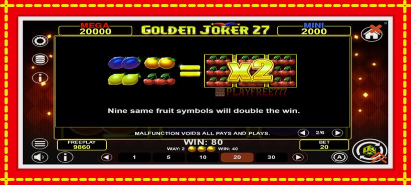 Slot machine Golden Joker 27 Hold & Win with access to free game online, picture 6