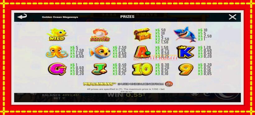 Slot machine Golden Ocean Megaways with access to free game online, picture 4