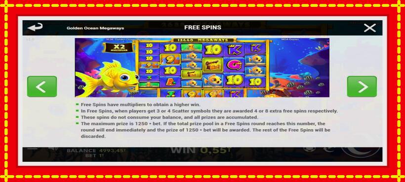 Slot machine Golden Ocean Megaways with access to free game online, picture 7