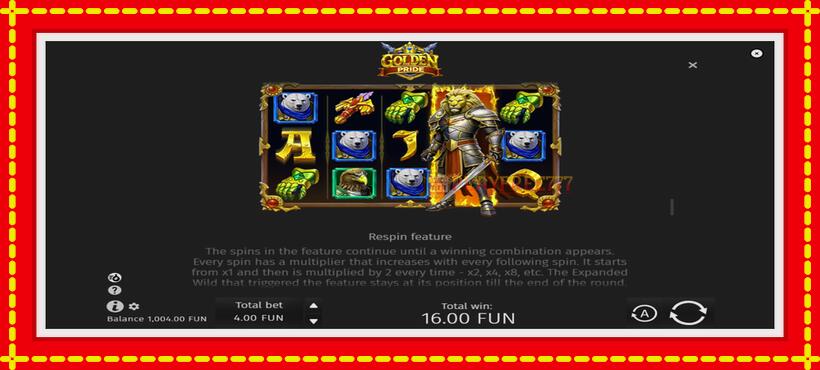 Slot machine Golden Pride with access to free game online, picture 6