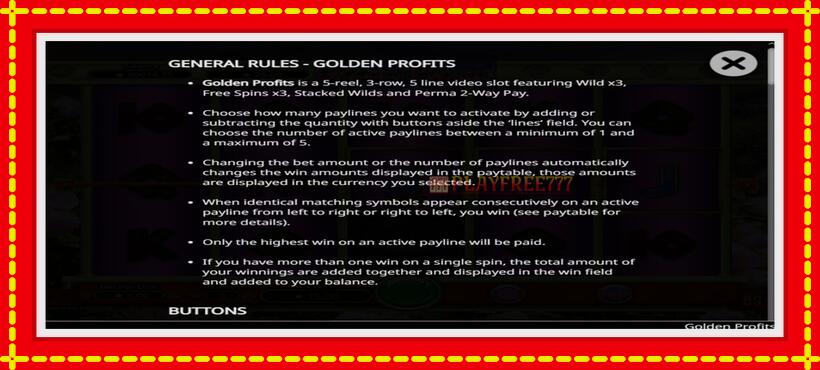 Slot machine Golden Profits with access to free game online, picture 5