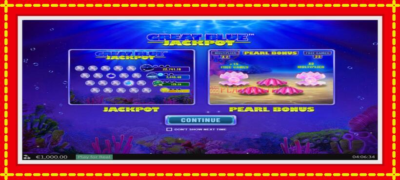 Slot machine Great Blue Jackpot with access to free game online, picture 1