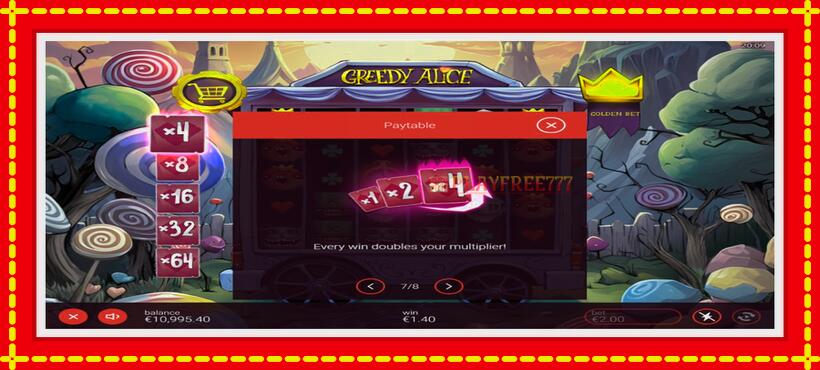 Slot machine Greedy Alice with access to free game online, picture 6