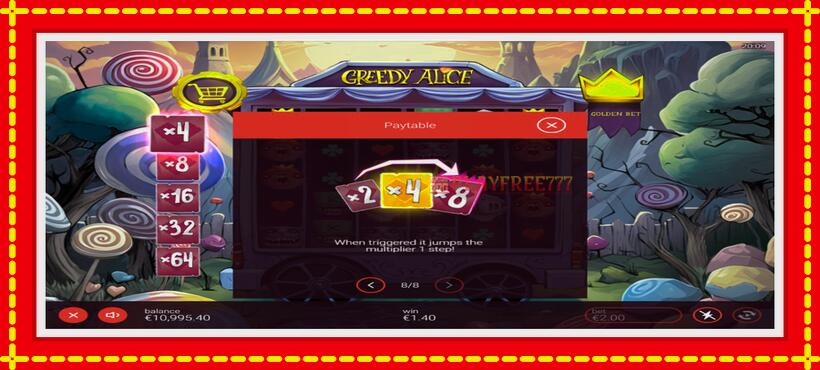 Slot machine Greedy Alice with access to free game online, picture 7