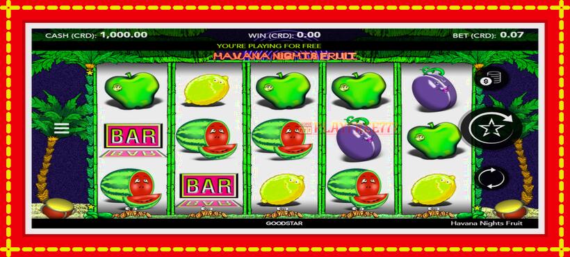 Slot machine Havana Nights Fruit with access to free game online, picture 1