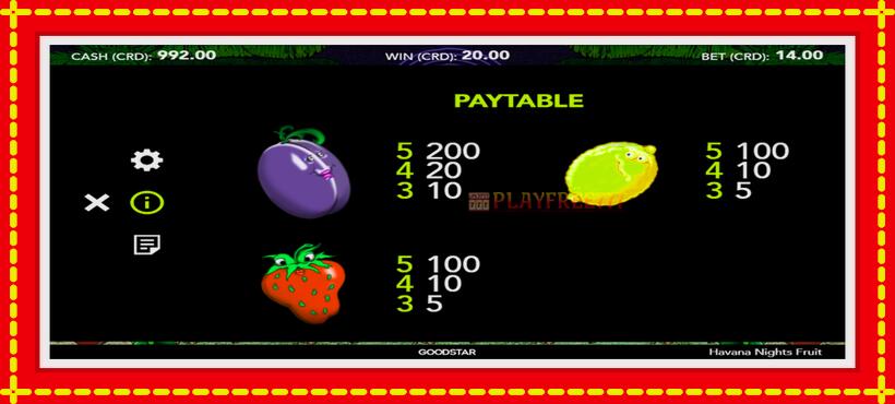 Slot machine Havana Nights Fruit with access to free game online, picture 4