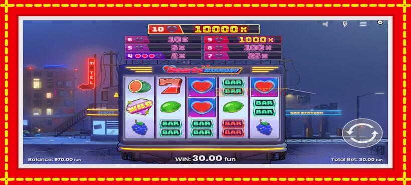 Slot machine Hearts Highway with access to free game online, picture 3