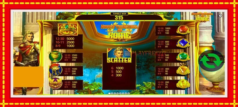 Slot machine Hidden Treasures of Rome with access to free game online, picture 7