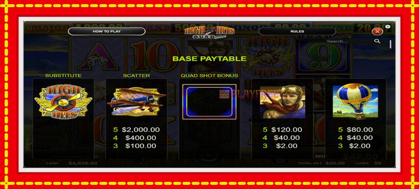 Slot machine High Hits Quad Shot with access to free game online, picture 5