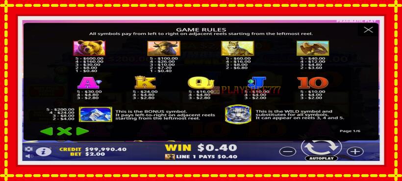 Slot machine Himalayan Wild with access to free game online, picture 3