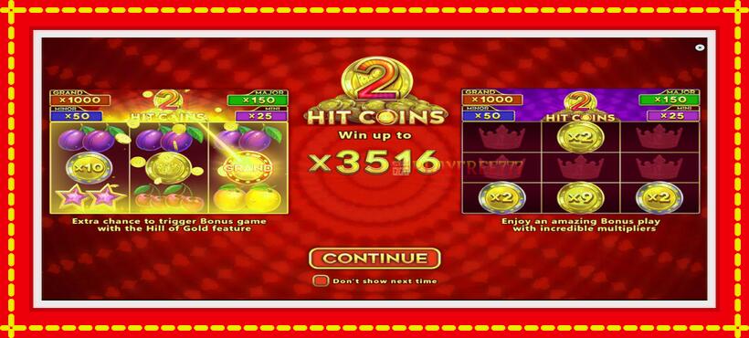 Slot machine Hit Coins 2 Hold and Spin with access to free game online, picture 1