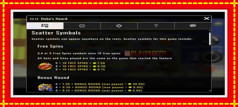 Slot machine Hobo’s Hoard with access to free game online, picture 3