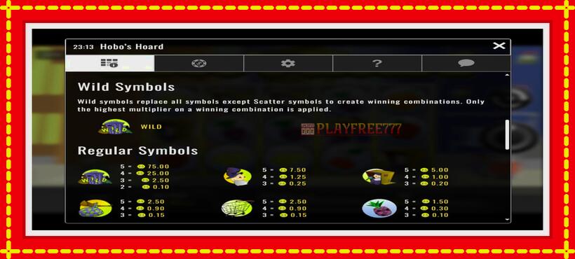 Slot machine Hobo’s Hoard with access to free game online, picture 4