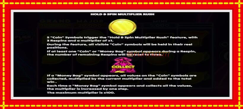 Slot machine Hold & Spin Multiplier Rush with access to free game online, picture 5