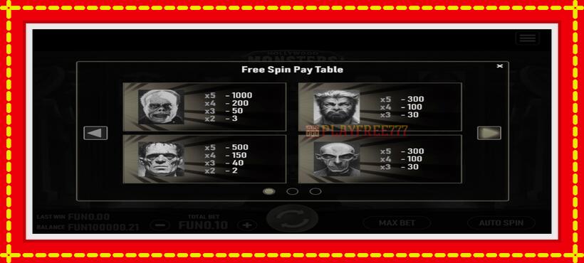 Slot machine Hollywood Monsters with access to free game online, picture 3