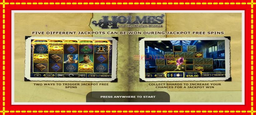 Slot machine Holmes and the Stolen Stones with access to free game online, picture 1