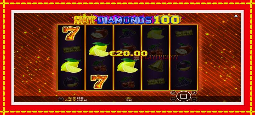 Slot machine Hot Diamonds 100 with access to free game online, picture 2