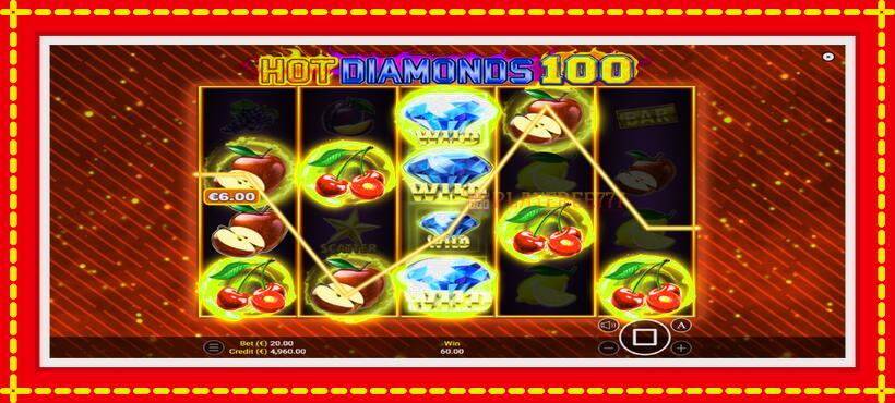 Slot machine Hot Diamonds 100 with access to free game online, picture 3