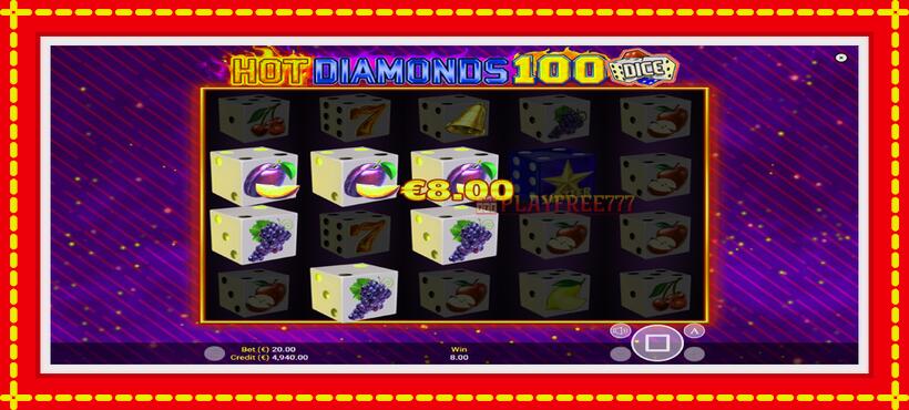 Slot machine Hot Diamonds 100 Dice with access to free game online, picture 2