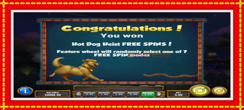 Slot machine Hot Dog Heist with access to free game online, picture 3