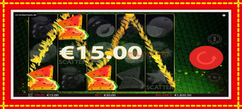 Slot machine Hot Fruits 20 with access to free game online, picture 3