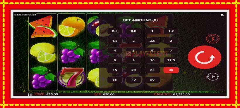 Slot machine Hot Fruits 20 with access to free game online, picture 7