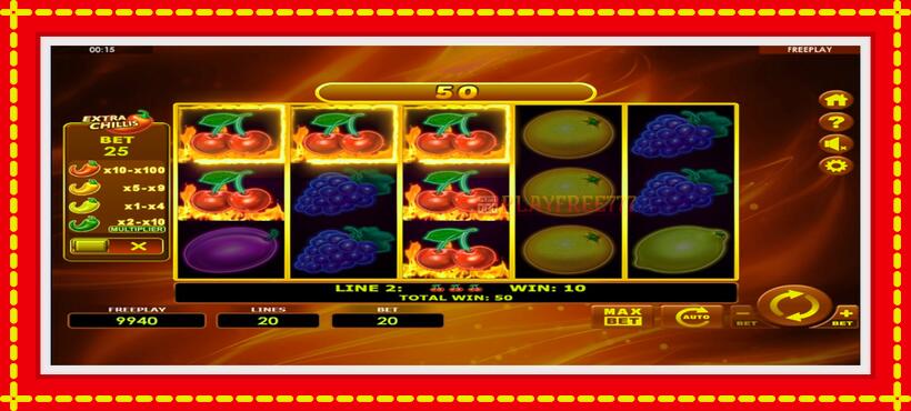 Slot machine Hot Fruits 20 Extra Chillis with access to free game online, picture 3