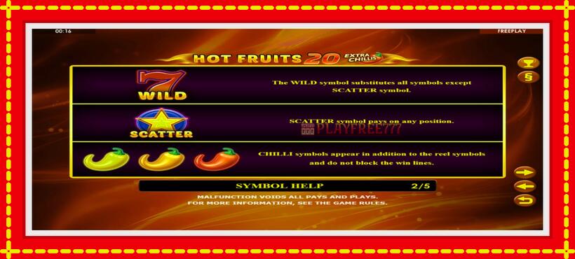 Slot machine Hot Fruits 20 Extra Chillis with access to free game online, picture 5