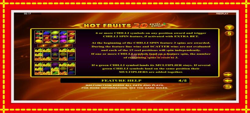 Slot machine Hot Fruits 20 Extra Chillis with access to free game online, picture 6