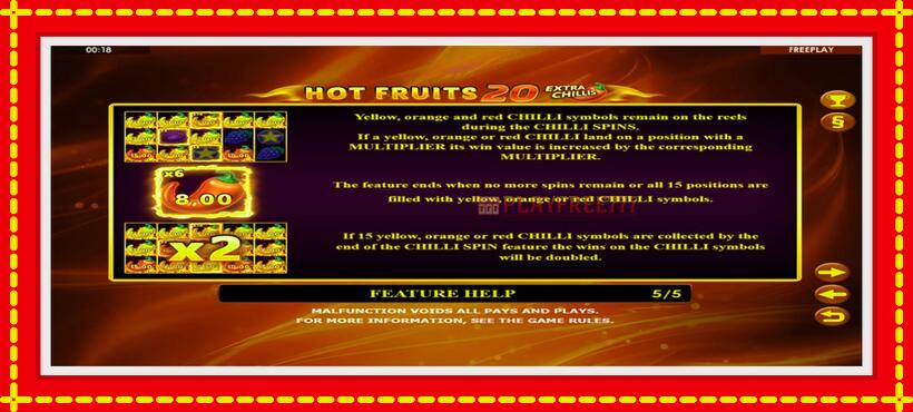 Slot machine Hot Fruits 20 Extra Chillis with access to free game online, picture 7