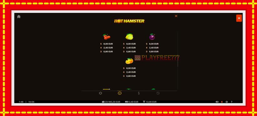 Slot machine Hot Hamster with access to free game online, picture 7