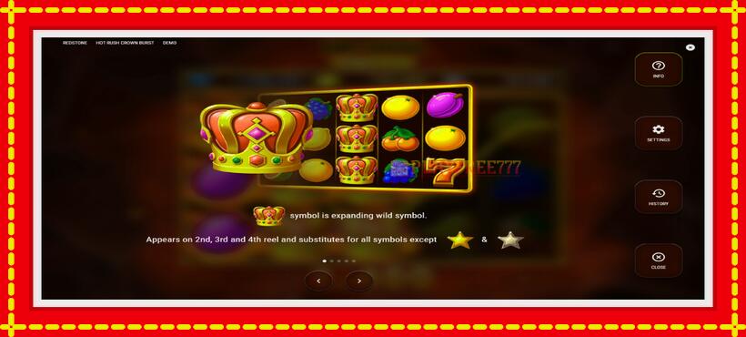 Slot machine Hot Rush Crown Burst with access to free game online, picture 5