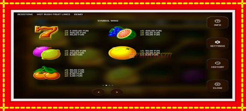 Slot machine Hot Rush Fruit Lines with access to free game online, picture 5