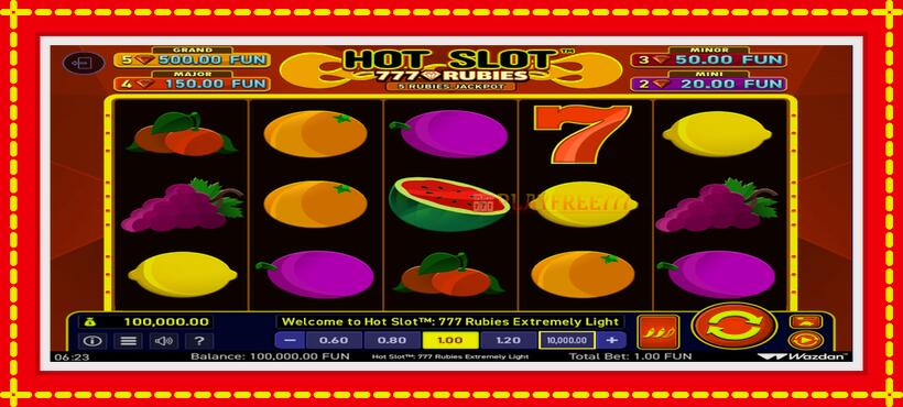 Slot machine Hot Slot 777 Rubies Extremely Light with access to free game online, picture 2