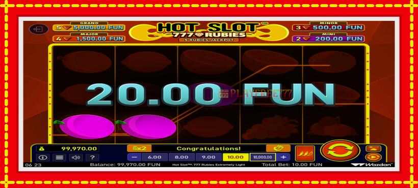 Slot machine Hot Slot 777 Rubies Extremely Light with access to free game online, picture 3