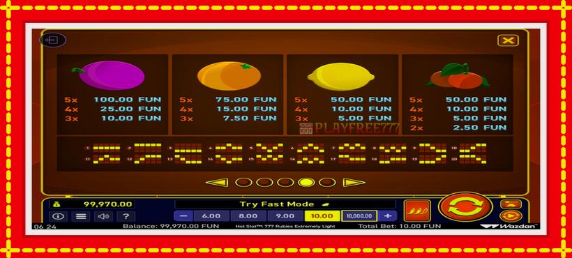 Slot machine Hot Slot 777 Rubies Extremely Light with access to free game online, picture 6