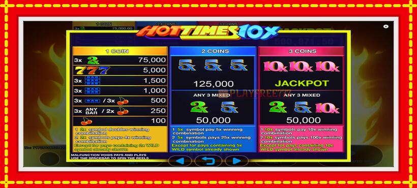 Slot machine Hot Times 10x with access to free game online, picture 5