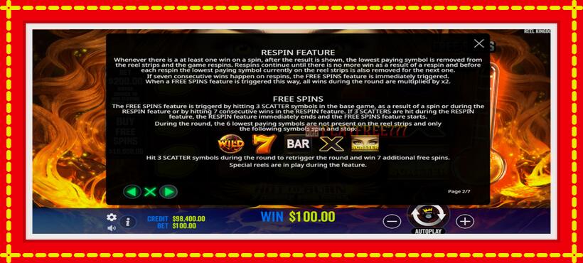 Slot machine Hot to Burn - 7 Deadly Free Spins with access to free game online, picture 6